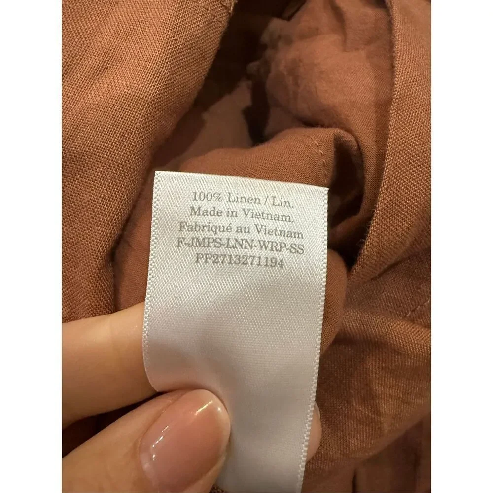 Everlane THE WRAP JUMPSUIT IN LINEN oversized boho lagenlook sz 2